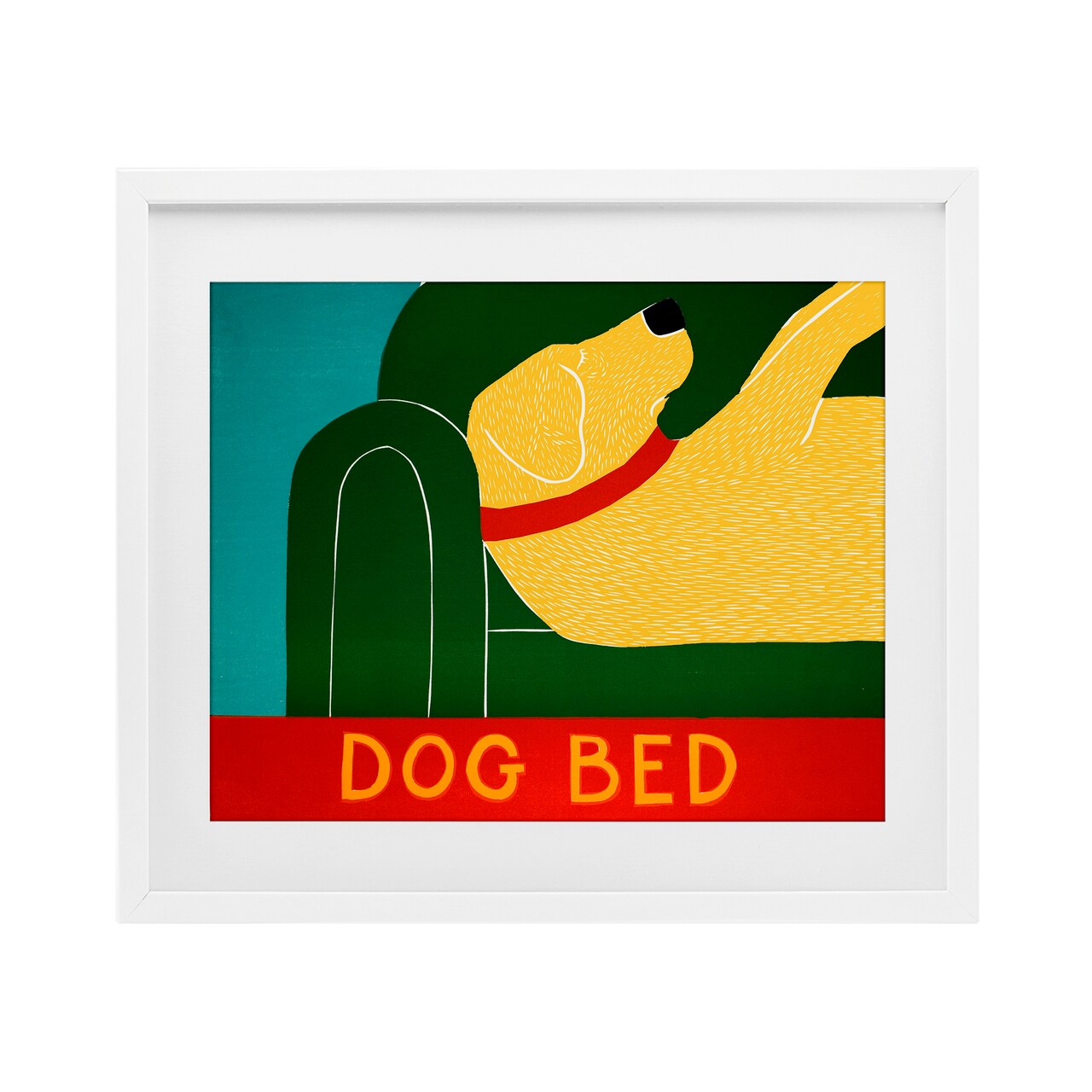 Stupell Industries Dog Bed Labrador Framed Print Under Glass, design by Stephen Huneck